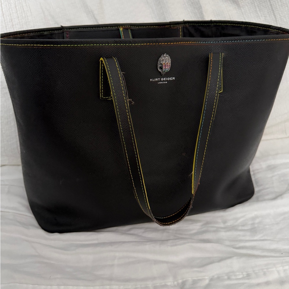 Kurt Geiger Black Tote with Multicolor Stitching